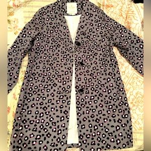 Kate Spade Black and Pink Leopard Print Trench Coat